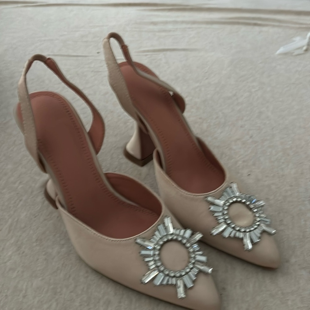 Ladies satin  champagne color heels